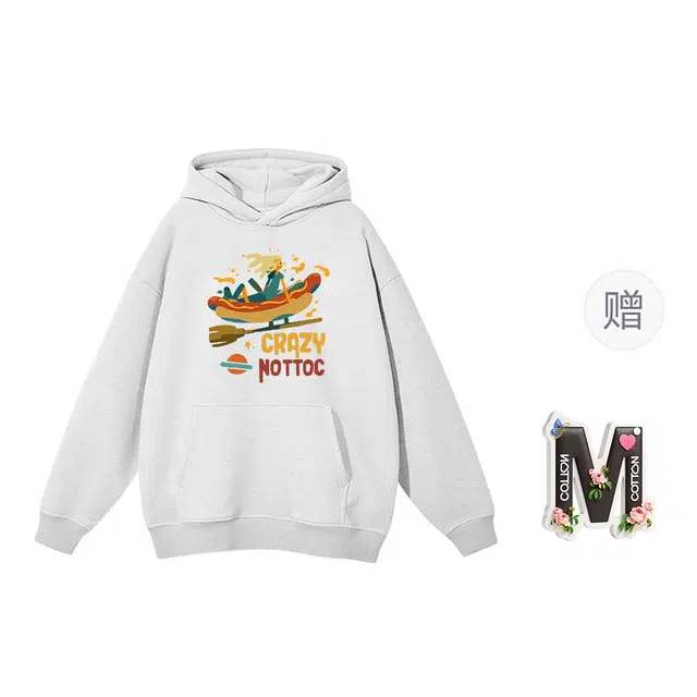 棉购 加绒加厚美式宽松慵懒风上衣卡通图案舒适休闲百搭卫衣 女款