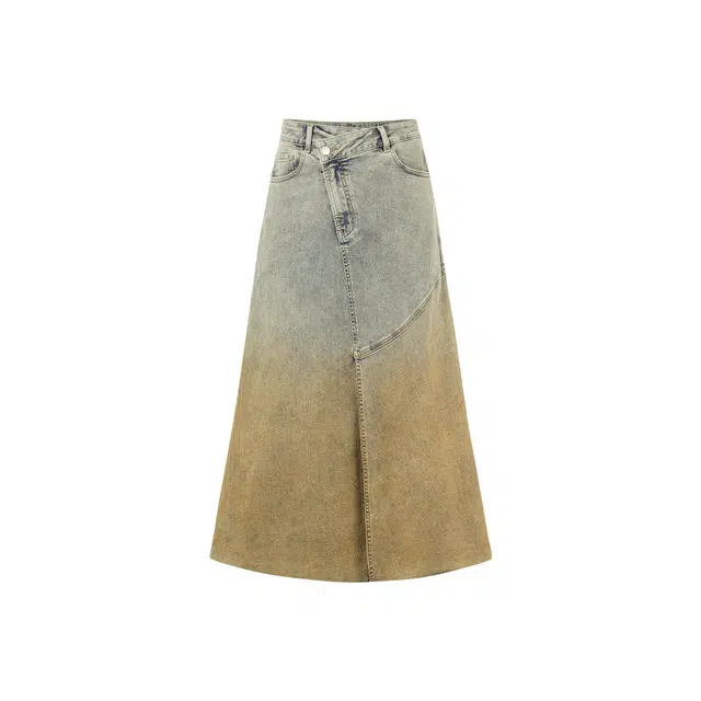 美洋 废土辣妹泥染牛仔长裙 女款