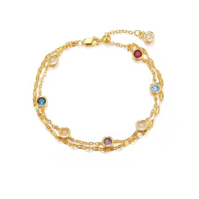 珂里 甜美气质彩色泡泡多巴胺双层叠戴设计小众高级感闪耀精致百搭手饰 合金 手链 女款