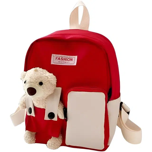 米囹 小熊玩偶儿童双肩包 韩版小学生书包 出游小背包 小号 白色