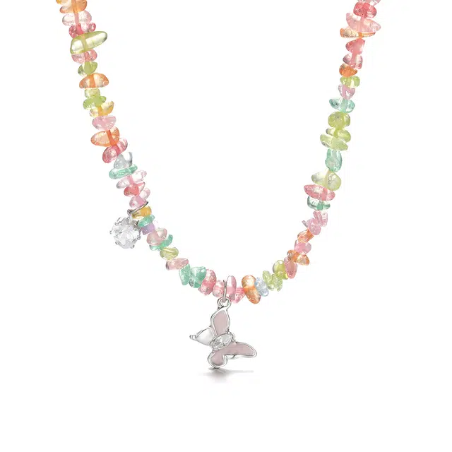 珂里 夏日多巴胺简约小众甜美浪漫闪耀轻奢高级感清冷氛围感不规则在逃公主蝴蝶锁骨链#好运 树脂 项链 女款