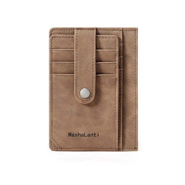 马莎兰缇 小巧简约纯色商务高级多卡位 合成革 卡包 男款 咖啡色
