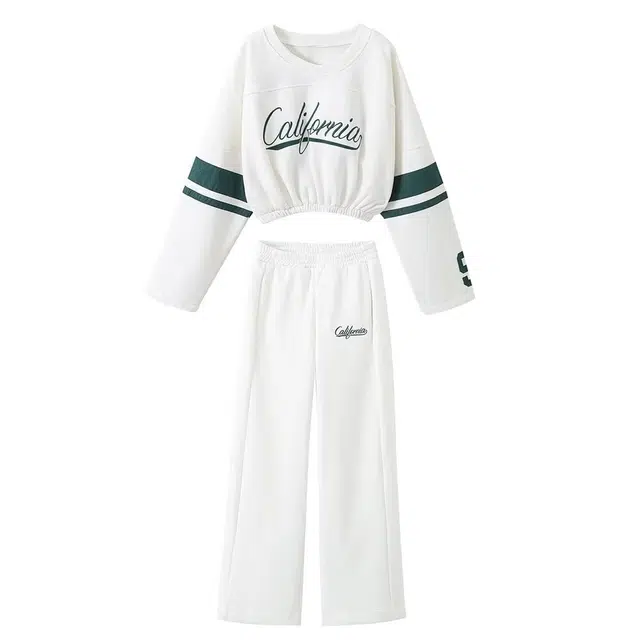 海獭 欧美风短卫衣直筒慢跑裤休闲套装 女款