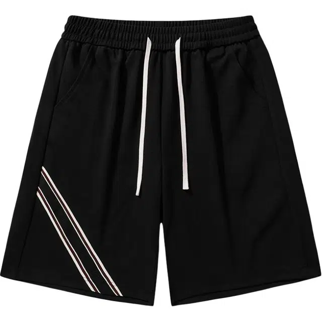 海底小纵队 美式复古经典两条杠凉感宽松舒适运动五分裤高街时尚简约速干透气直筒系带中裤青少年户外日常百搭休闲短裤 男女同款