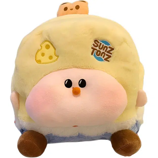 米囹 儿童可爱卡通双肩包 女童汉堡毛绒玩偶 出游背包宝宝轻便布包 小号 粉色