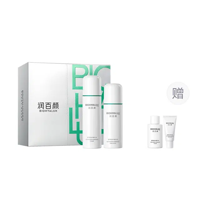 润百颜 张艺兴代言白纱布系列水乳精华套装屏障敏感肌补水保湿润泽维稳护肤套盒 修护滋润舒缓 礼盒装
