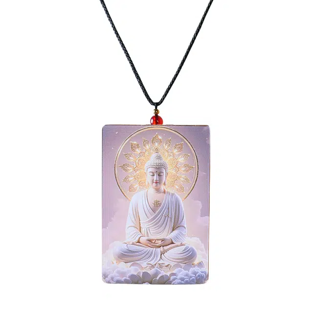 古韵归龙山文创 高级感新中式云座圣佛小众平安无事牌招财进宝轻奢文玩学业有成雕刻精湛收藏级简约百搭国潮盘玩好运 楠木 项链 男女同款情侣款