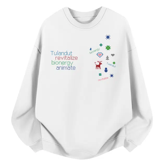 图兰朵 美式潮流创意基础款植物像素个性图案设计感宽松落肩通勤运动休闲百搭学院风长袖圆领套头舒适卫衣 男女同款