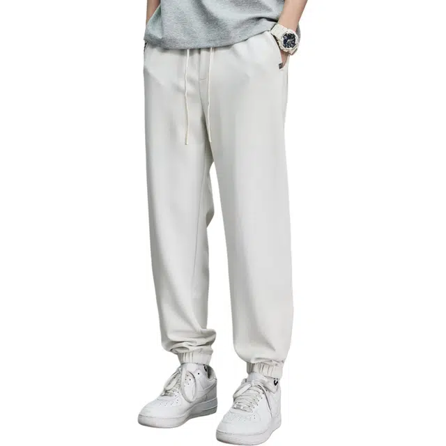 隐狼世家 夏季薄款冰丝男潮牌高街运动百搭宽松束脚卫裤休闲裤 男款