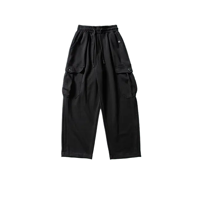 奇迹街区 复古简约潮牌街头宽松情侣休闲百搭针织运动裤 男女同款