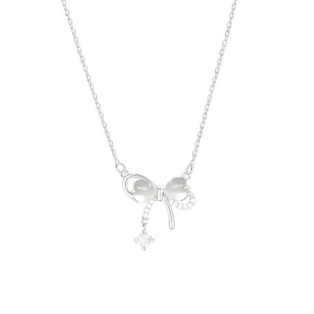 福柚 免费刻字璀璨之心 森系在逃公主镂空精致森系 幻彩闪耀爱心/蝴蝶结创意小众设计感锁骨链#好运 合金 项链 女款