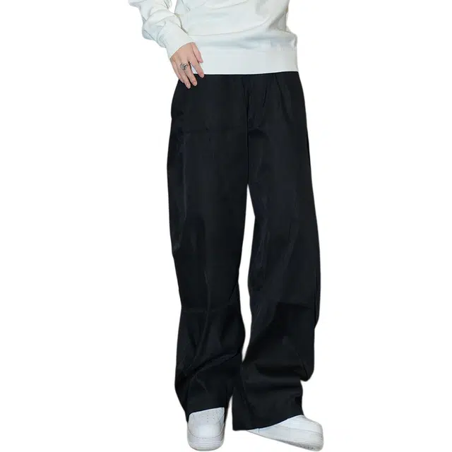 徐百货 高街潮牌垂感弯刀西裤春秋季宽松直筒阔腿长裤子设计感复古百搭休闲裤 男女同款