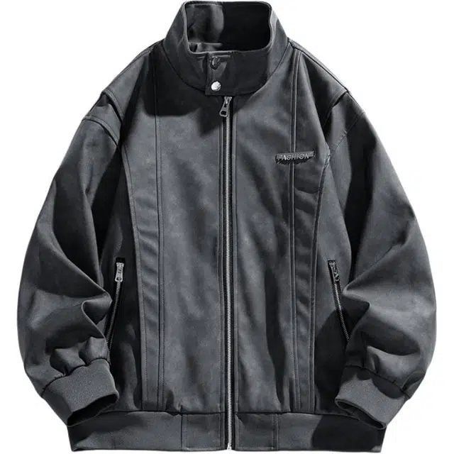 金盾 机车皮衣时尚潮流宽松长袖夹克外套 男款