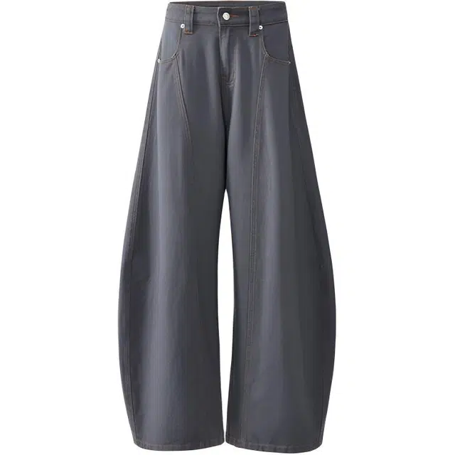 华夏儿女 美式潮流高品质弯刀裤简约基础百搭设计款垂感阔腿舒适休闲通勤牛仔裤 女款