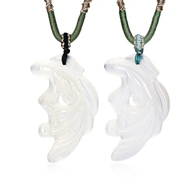 周大生 【鱼你相遇 双鱼玉佩】双鱼相遇爱情圆满福运锦鲤 新中式天生一对吊坠经典百搭#好运天然 玉髓 项链 男女同款情侣款