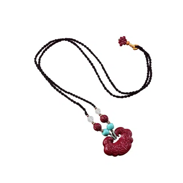 茂琼 精品祥云如意锁高档高含量时尚设计小众高级感#好运 朱砂 项链 男女同款情侣款