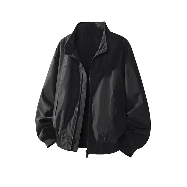 奇迹街区 美式潮牌纯色复古教练三防户外工装高街立领长袖夹克外套 男女同款