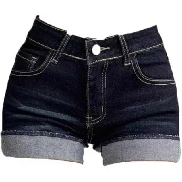 爱肯 时尚高街复古美式纽扣拉链基础款百搭潮牌垂感褶皱重磅小众设计感辣妹低腰性感卷边超短修身提臀热裤牛仔短裤 男女同款