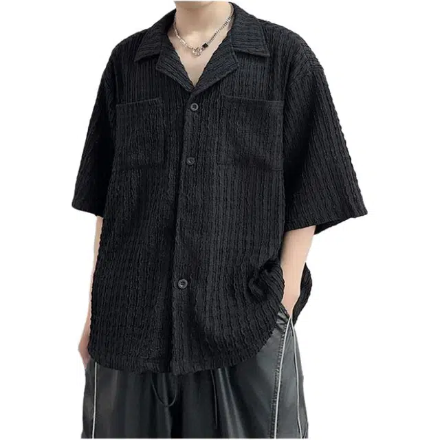 金盾 夏季上衣翻领宽松短袖衬衫 男款