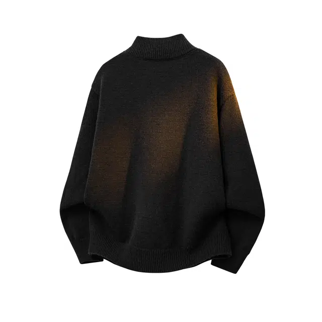 吾皇猫 原创美式复古高街简约基础款学院风圆领开衫长袖针织上衣慵懒风时尚贴布外套潮流潮牌百搭毛衣 男女同款