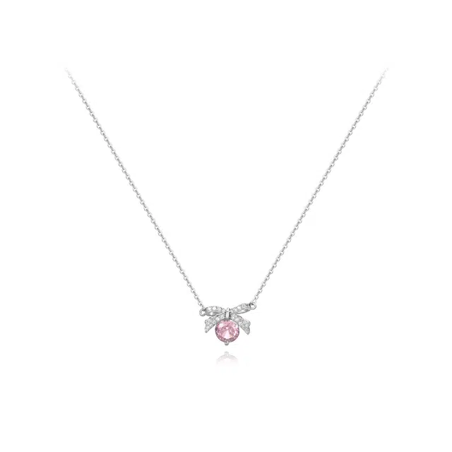 【纯银999 | 蝴蝶结】 六桂福珠宝 小众设计经典百搭高级感日常简约平安精致轻奢通勤约会温柔气质可调节锁骨链#好运 足银 项链 女款