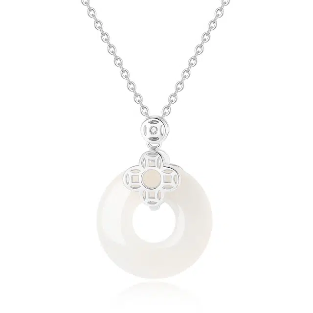 【赠限量手机金贴】 老庙 四叶草平安扣 新中式轻奢小众设计高级感百搭日常气质温柔优雅显贵气 甜蜜恋爱浪漫告白仪式感 玉髓 项链 女款