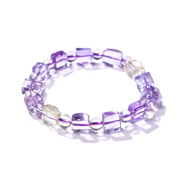 【匠心手作 “紫”定发财】 灵菲 九紫离火精品级高透紫黄晶切面珠 新中式小众招财纳福黄水晶转运珠 #好运礼盒 紫水晶 手串 女款