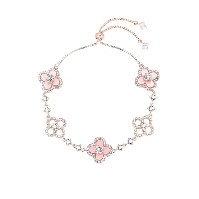 【恋爱告白】 正大福 星芒满天星 梦幻花朵甜蜜饰爱四叶草精致轻奢简约高级森系甜美温柔气质氛围感锁骨链 合金 项链 男女同款情侣款