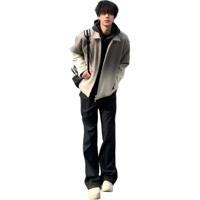 黑马漫画 微喇裤直筒裤男款垂坠感高级感西装裤 男女同款