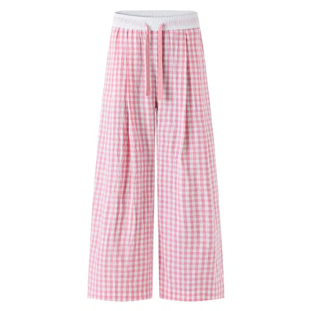 海獭 格子裤女多巴胺美式休闲裤直筒宽松阔腿长裤子 女款
