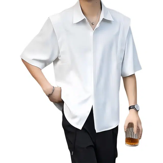 金盾 垂感衬衣休闲薄款抗皱凉感宽松短袖衬衫 男款