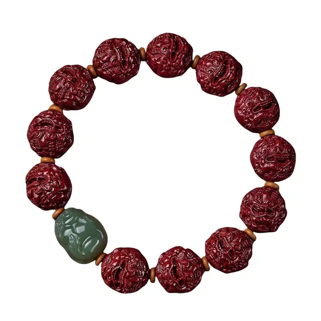 宣华意 国潮新中式复古高端雕刻财貔貅 文玩盘玩念珠转运 平安顺遂 财源广进 好运连连 朱砂 手串 男女同款情侣款