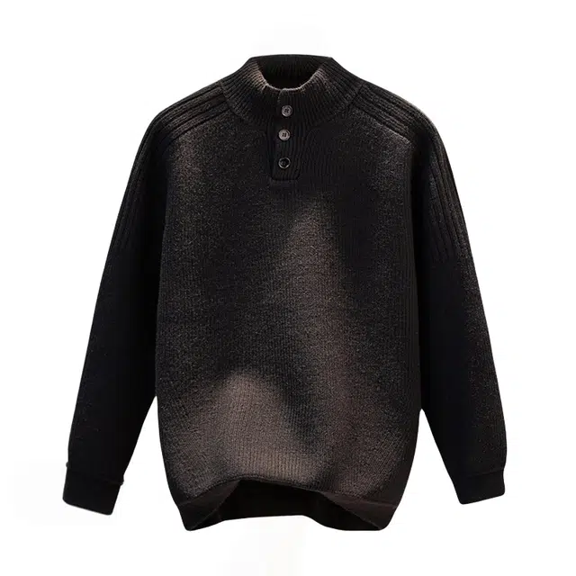 半空山 纯色简约高级感慵懒老钱风舒适内搭打底衫百搭潮流半高领套头针织衫 男女同款