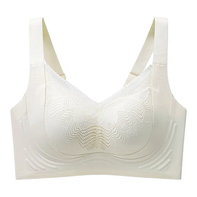 慕梵度 无痕蕾丝杯面大码内衣大胸显小上托小胸聚拢收副乳防下垂提拉无钢圈轻薄舒适透气文胸 女款