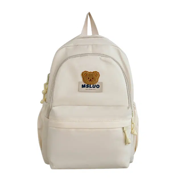 蔻蒂熊 大容量书包女大学生时尚简约初中生休闲百搭高中生上课背包高颜值 涤纶 双肩包 常规 青少年 薄荷绿/白色/黑色/黄色/粉色