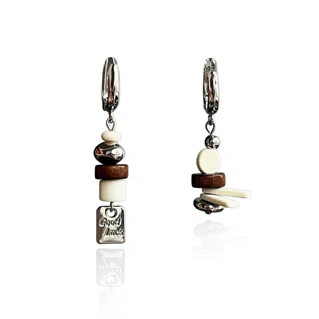 大唐国鼎 新中式原木复古风小众设计美拉德风 轻奢精致气质简约转运耳饰 时尚百搭 好运 合金 耳环 女款