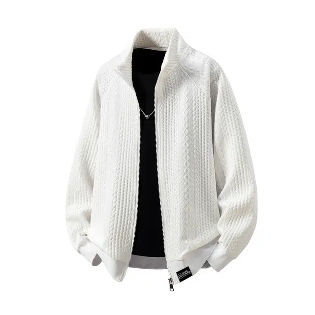 物质公式 美式复古高街潮牌菱形麻花辫品牌标志简约基础款防风飞行员教练舒适柔软宽松百搭潮流重磅棒球领开衫个性高级感夹克外套 男女同款