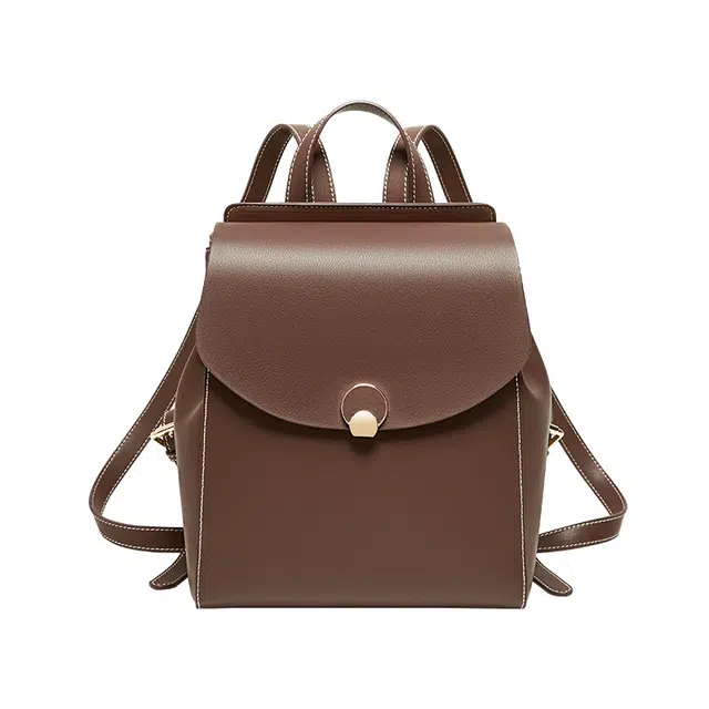 纳兰杜 大容量出行旅游高级感百搭高中生初中生轻便 牛皮拼合成革 背包双肩包 大号 女款 白拼咖色