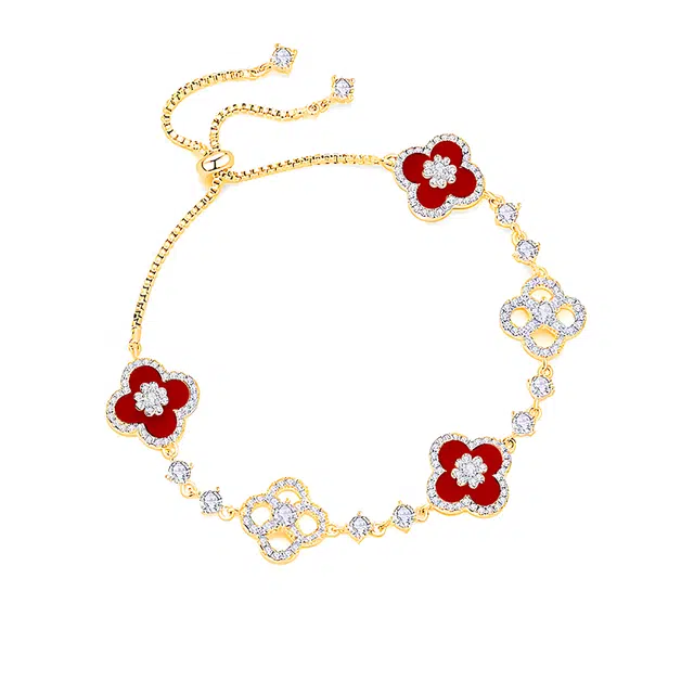 正大福 星芒满天星 四叶草精致轻奢简约高级感森系甜美温柔气质氛围感 合金 手链 男女同款情侣款