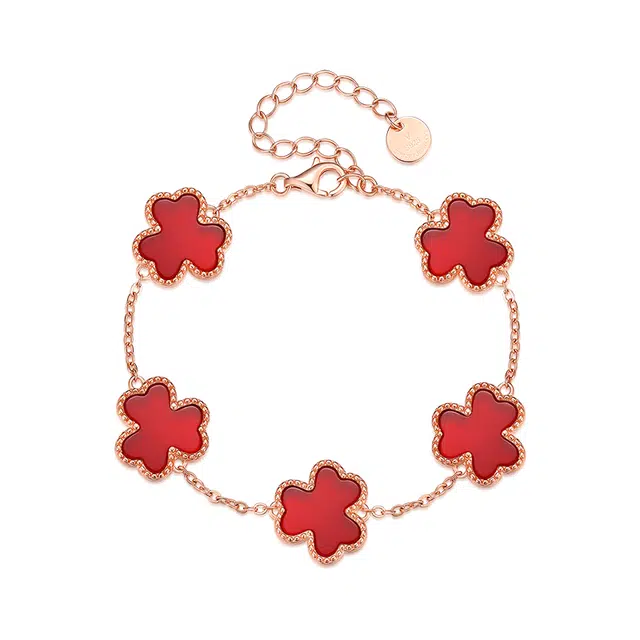 【赠手机金贴】 老庙 小幸运 三叶草  精致轻奢 百搭日常小众创意高级感设计气质时髦显贵气可调节叠戴神器#好运 玛瑙 手链 女款