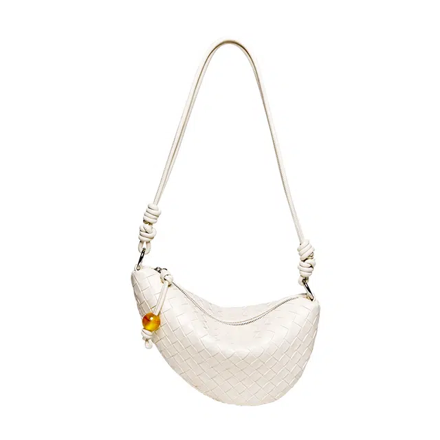 纳兰杜 百搭潮流高颜值小众通勤 牛皮 单肩包 女款 米白色/子夜黑