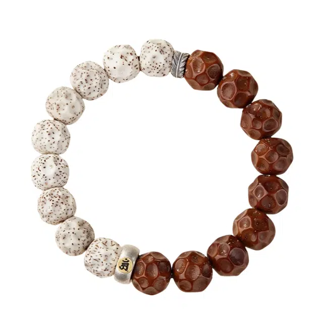 宣华意 新中式国潮复古时尚高级感小众设计双色精品原籽生肖本命佛文玩佛珠单圈#好运 星月菩提 手串 男女同款情侣款