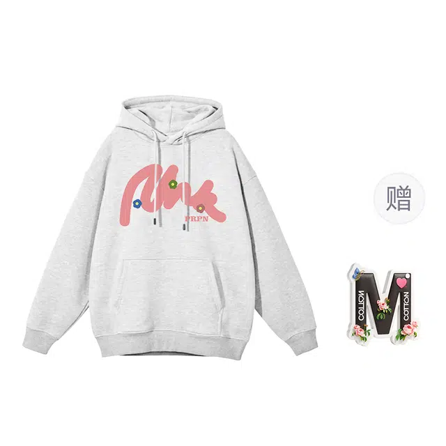 棉购 印花连帽宽松套头加绒加厚慵懒风外套卫衣 女款