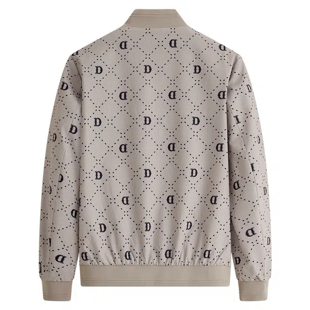 与狼共舞 经典时尚满印高街潮流格纹肌理弹力轻修身夹克外套 男款