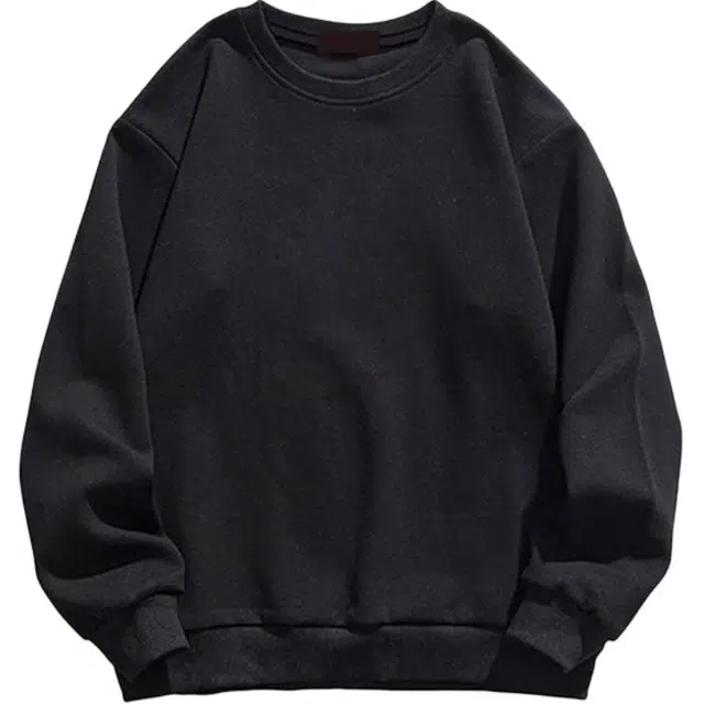 北极绒 黑色圆领女季纯色简约休闲打底衫长袖上衣卫衣 女款