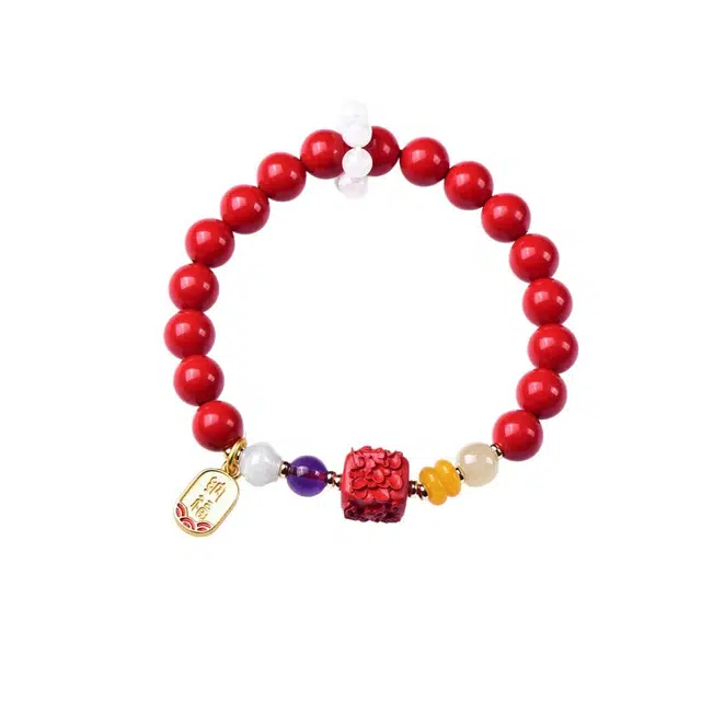 茂琼 招财纳福 时尚简约精品凤凰花转运珠开高含量设计高档小众百搭高级感#好运 朱砂 手串 男女同款情侣款