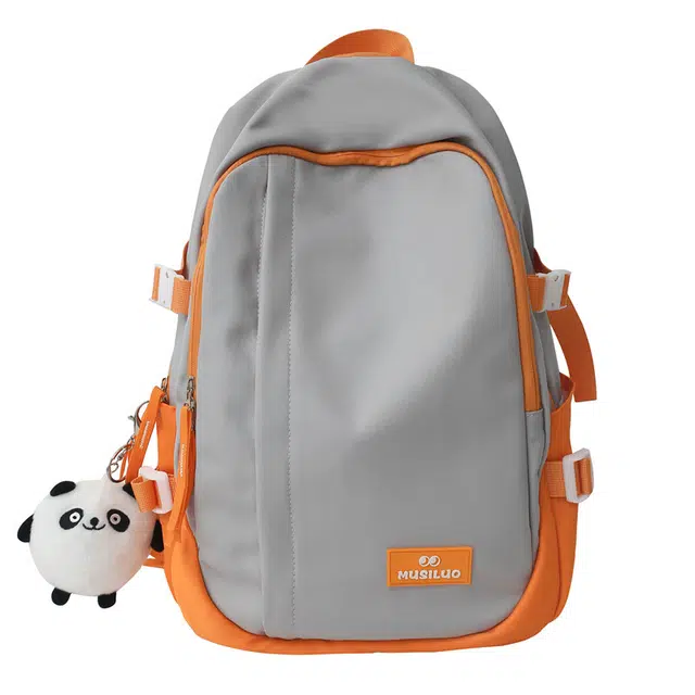 蔻蒂熊 小书包轻便小包包简约时尚可爱百搭休闲运动高颜值背包 涤纶 双肩包 常规 青少年 灰配橘/白配棕/白配绿/白配黑