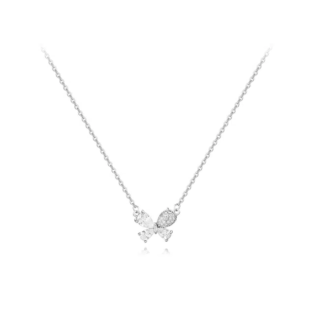 【纯银999 | 星光蝴蝶】 六桂福珠宝 小众设计经典百搭高级感日常简约平安精致轻奢通勤温柔气质可调节锁骨链#好运 足银 项链 女款