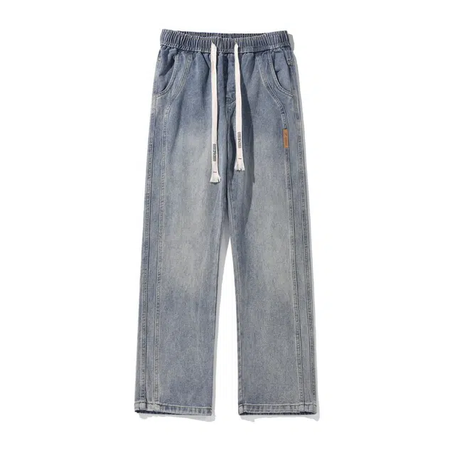 太子龍 美式复古百搭简约系带牛仔裤 男款