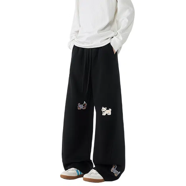 寻星记 美式时尚腊肠狗元素卫裤 兼具多种风格与舒适感休闲裤 男女同款